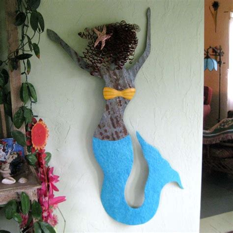 Hand Made Handmade Upcycled Metal Mermaid Wall Art Sculpture By