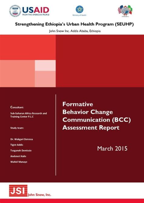 Formative Behavior Change Communication Bcc Assessment Report Urban
