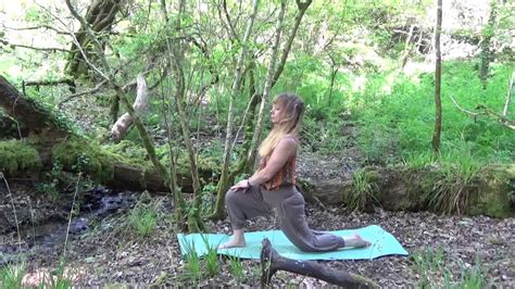 Gentle Sun Salutation Recharge Outdoor Yoga In The Woods Near St Just In Roseland Cornwall