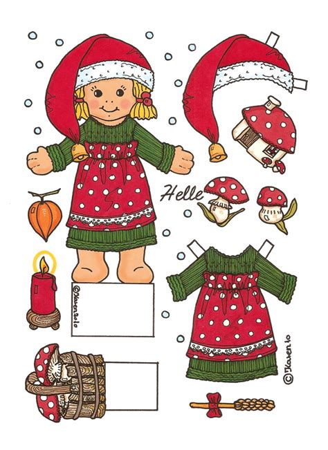Karen`s Paper Dolls Helle Iført Nissetøj Helle Wearing Christmas