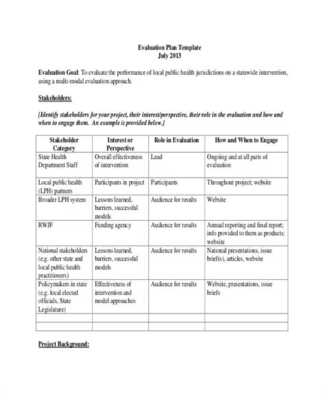 8 Project Evaluation Templates Free Sample Example Format
