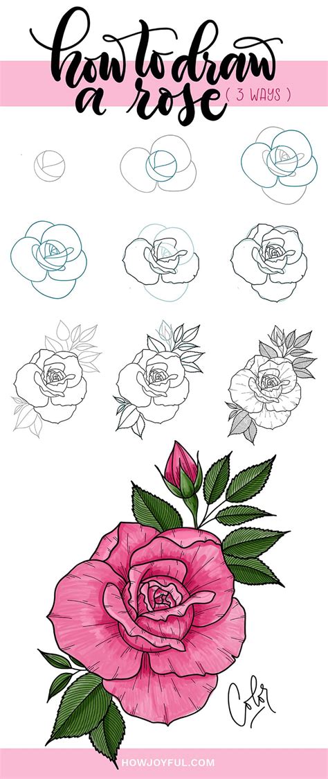 Drawings Of Roses How To Draw A Rose Step By Step Tutorial 3 Ways