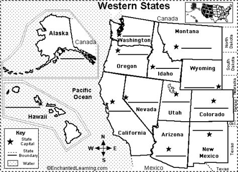Label Western Us State Capitals Printout