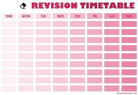 Revision Timetable Template Printable Free Study Planner For Students