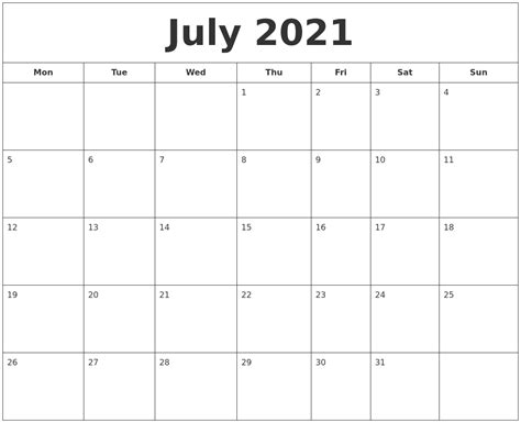 When the file is opened, select file from the menu bar and choose print. July 2021 Printable Calendar
