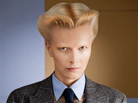 Androgynous haircuts usually consist of shorter hair. Short androgynous look inspired by men's hairstyles