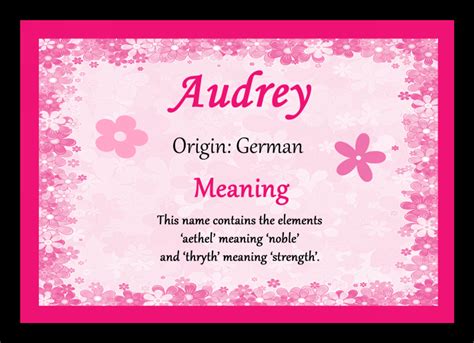Audrey Personalised Name Meaning Placemat The Card Zoo