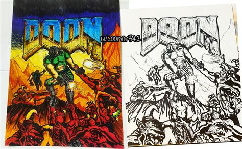 Decided To Draw The Classic Doom Art In My Style Heres A Side By Side