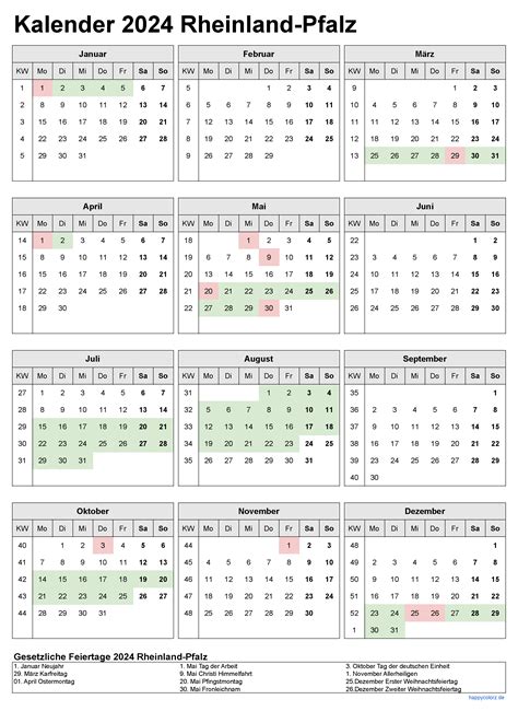 Kalender 2023 Und 2024 Ferien Rheinland Pfalz Feiertage Pdf Xls