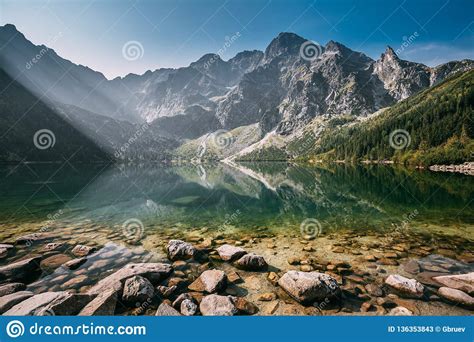 Tatra National Park Poland Famous Mountains Lake Morskie Oko O Stock