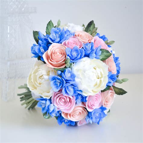 Globalrose.com has been visited by 10k+ users in the past month Pink And Blue Wedding Bouquet - Handmade With Love ...