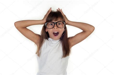 Portrait Of A Funny Surprised Girl In Glasses Stock Photo Tarik Vision