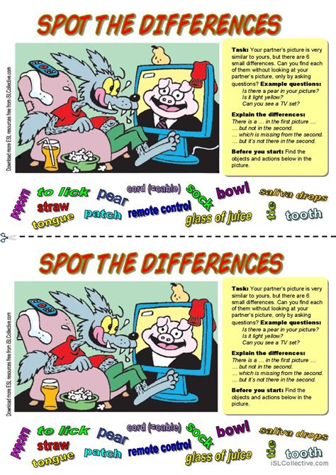 Spot The Differences 2 Wolf Watch English Esl Worksheets Pdf And Doc