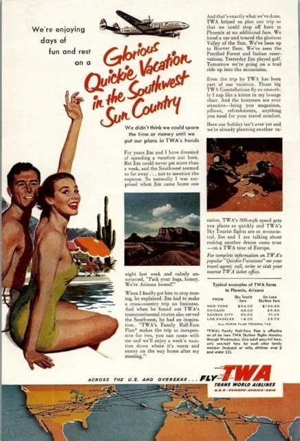 1950s twa trans world airlines glorious quickie vacation sw magazine ad 27 40 13 53 picclick