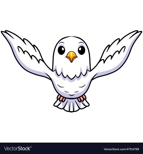 Cute White Love Bird Cartoon Flying Royalty Free Vector