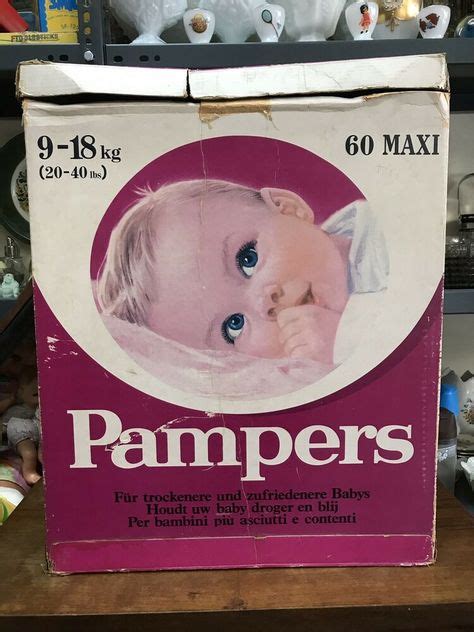 Rare Vintage 80s Pampers Girl 9 18kg 20 40lbs Maxi Plastic Diapers Box