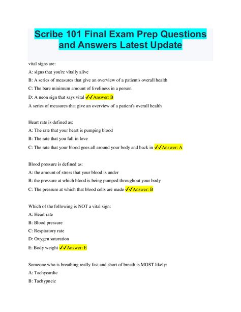 Scribe 101 Final Exam Prep Questions And Answers Latest Update Browsegrades