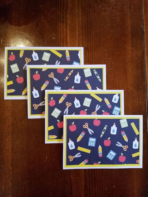School Supplies Card Set Set Of 4 Handmade Cards With Etsy