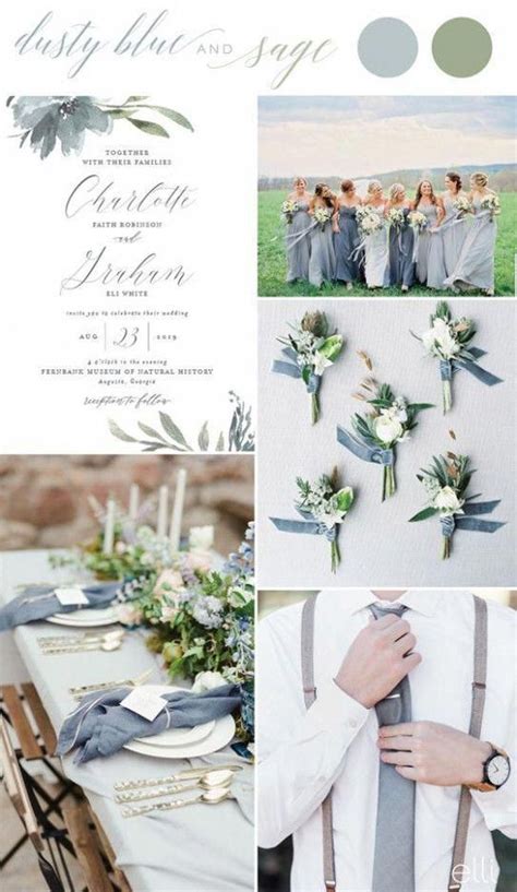 dusty blue and sage fall wedding colors wedding inspiration #SageGreen