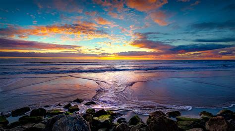 Download Sea Waves Coast Sunset Beautiful Wallpaper 1920x1080 Full
