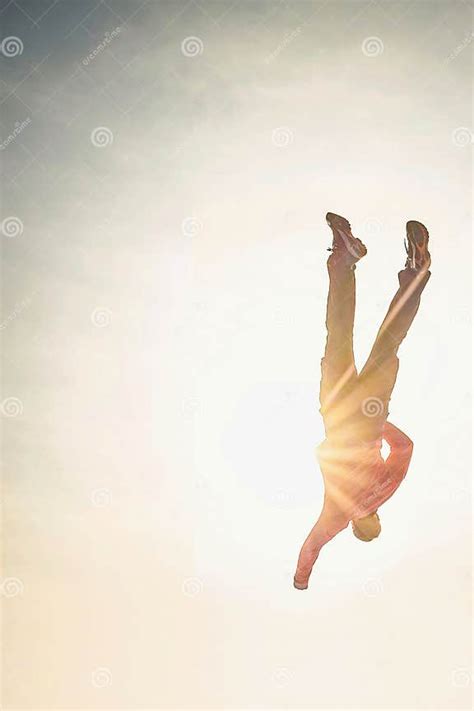 Body Of An Young Man Falling From The Sky Down Stock Image Image Of