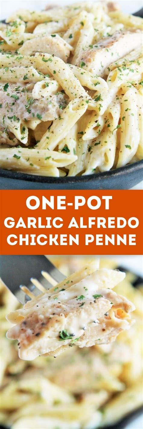 One Pot Garlic Alfredo Chicken And Penne The Tasty Bite
