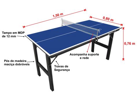 Mini Mesa de Tênis de Mesa Ping Pong Klopf 1003 MDP 12mm Estilo Esportivo