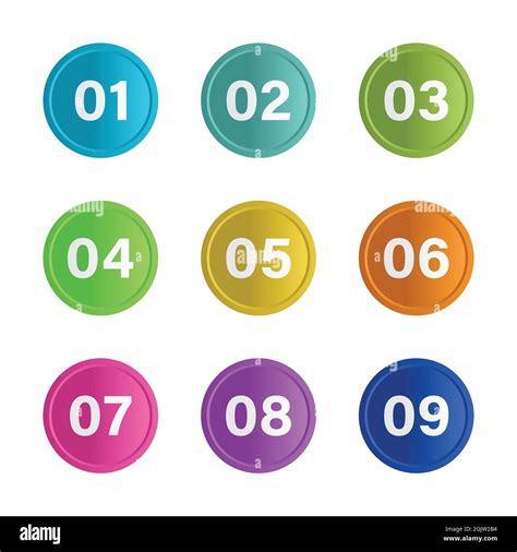 Number Bullet Points Flat Circle Set On White Background Colorful