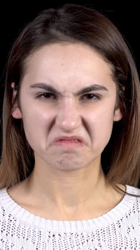 A Young Woman Shows Disgust Emotions On Her Face Woman Contort Stock