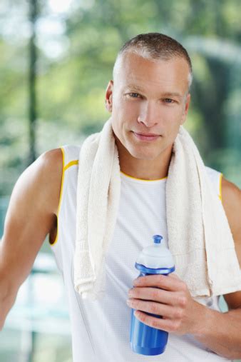 Man Drinking Water After Exercise Stock Photo Download Image Now 40