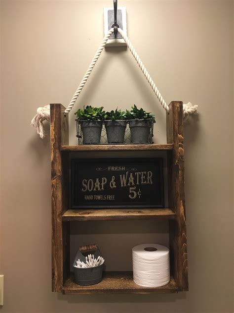 Out of every room in your home, the bathroom — regardless of its size — is the one place that can benefit from simple decor upgrades. Custom Made Farmhouse Rustic Bathroom Shelf , Hanging ...