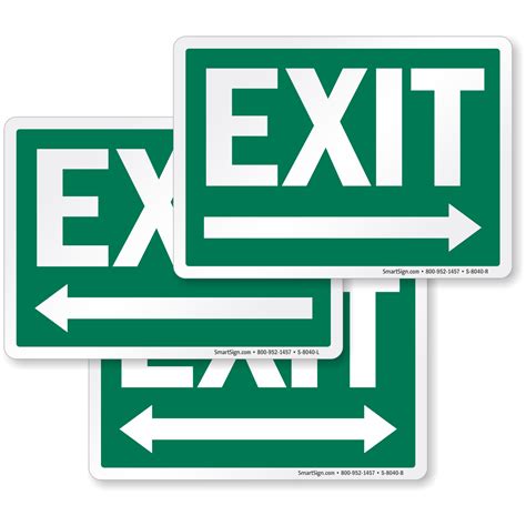 Green Exit Sign With Arrow Sku S 8040 R