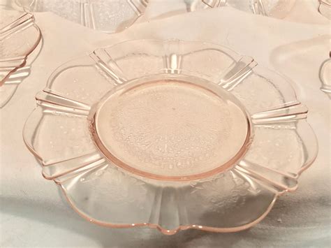 Vintage Blush Pink American Sweetheart Depression Glass Dessert Plates