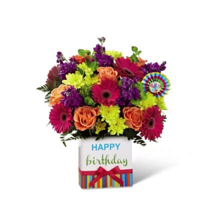 Orange roses exude the true essence of birthday, symbolizing life, energy and passion. FTD-Birthday Brights™ Bouquet Vase Bouquet Birthday ...