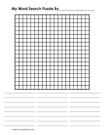 19 x 19 blank word search grid word puzzles for kids templates