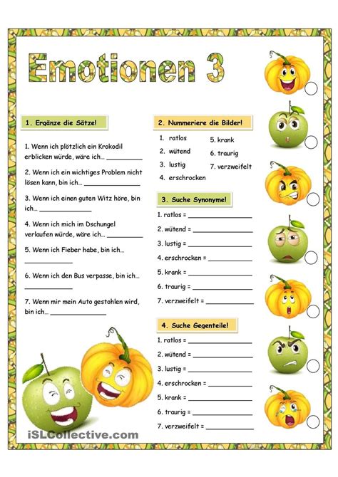 Per definition bezeichnet der autismus eine tiefgreifende entwicklungsstörung, die bei kindern unterschiedlichen alters einsetzt. Emotionen_3 | German language learning, German resources ...