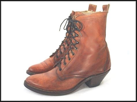 Lace Up Ankle Boots Vintage 80s Western Oxfords Size 7