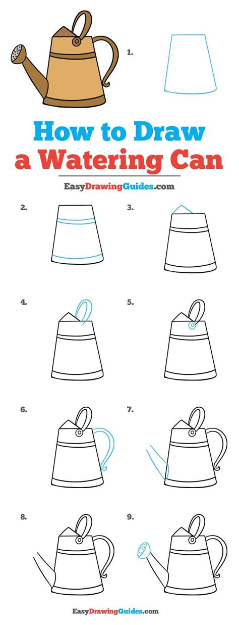 How To Draw A Watering Can Really Easy Drawing Tutorial Drawing