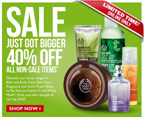The Body Shop Canada Online Sale Save 40 Off All None Sale Items And