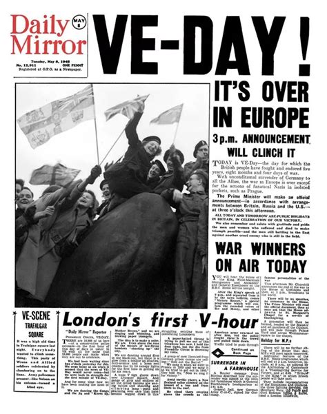 Ve Day Full Edition Of Daily Mirror From Day Of Britains Greatest