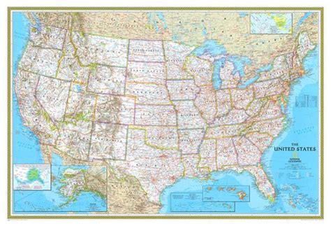 National Geographic Usa Classic Wall Map 30x43 United States Map