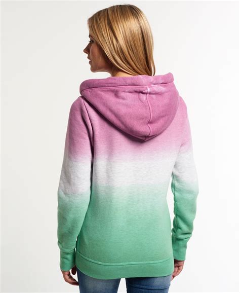 Womens Duo Dip Dye Zip Hoodie In Parched Pinkice Marlmint Superdry