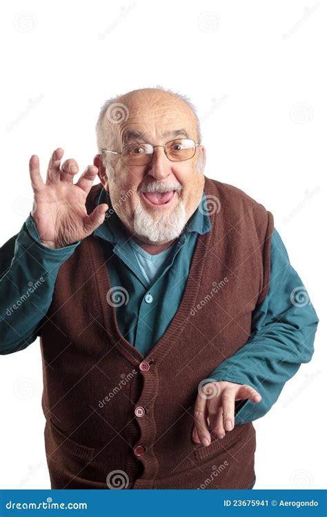 Isolated Funny Old Man Stock Image Image Of Gesture 23675941