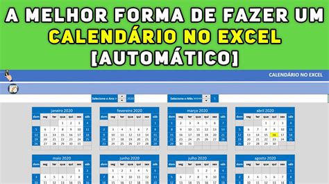 Calendário no Excel A Melhor Forma de Fazer um Calendário no Excel Automático YouTube