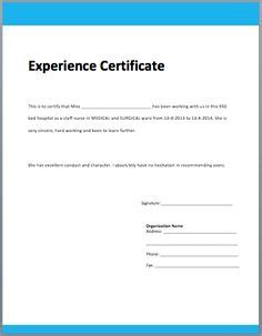 job experience certificate format hr letter formats