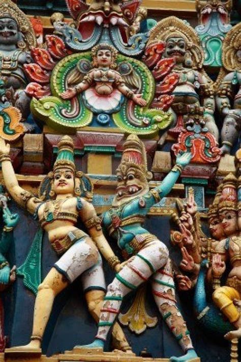 Kali Image Sculptures On Hindu Temple Gopura Tower Menakshi Temple