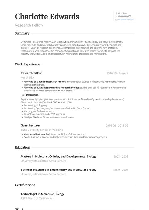 I would like to express my interest in the position of research fellow in applied health research which i saw advertised on jobs.ac.uk. Research Fellow - Resume Samples and Templates | VisualCV