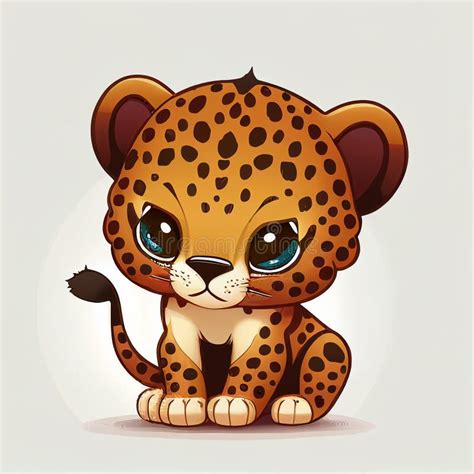 Cartoon Of A Cute Baby Jaguar On White Background Stock Illustration