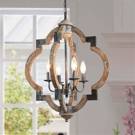 Now that the wood is all ready, its time to create the metal bracket that wraps around the beam. LNC Farmhouse Chandelier Wood Metal Geometric Pendant 4 ...