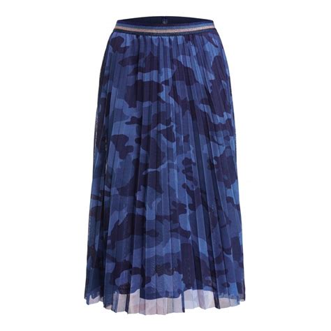 Oui Midi Length Pleated Camouflage Skirt Womens Skirts Oandc Butcher